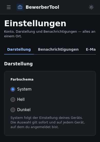 Dieselbe Seite im dunklen Farbschema.